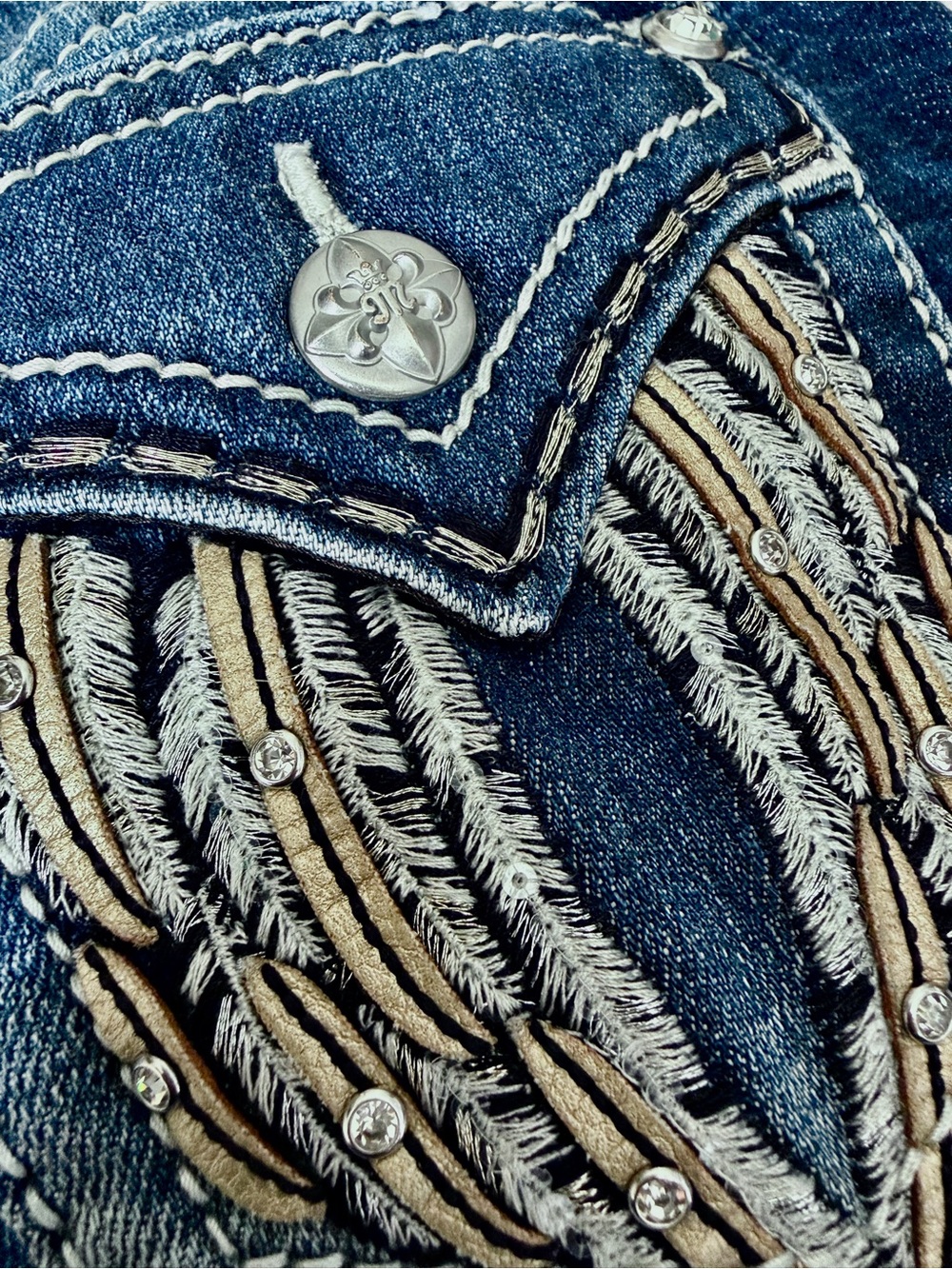 Womens Miss Me Jeans Size 25 X 30 Skinny Y2K Angel Wings Mid Rise Blue Denim - Picture 5 of 11